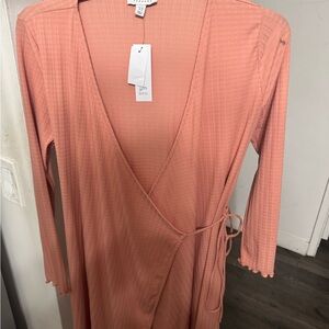 Top shop Women’s Long Sleeve Peach Wrap Dress Size 12 NEW W/Tags